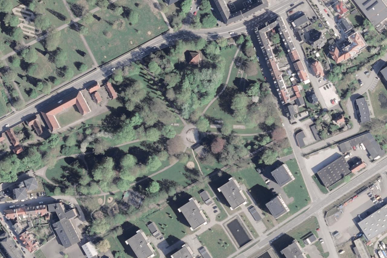 Luftfoto over Tøjhushaven i Randers