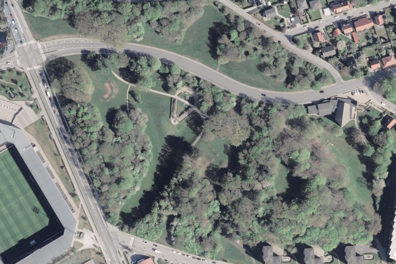 Luftfoto over Vestparken i Randers